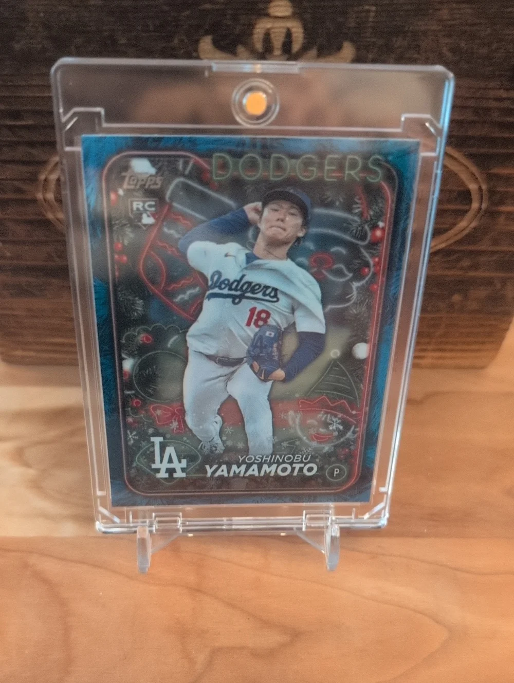 2024 Topps Holiday Yoshinobu Yamamoto Blue Metallic Rookie Card Dodgers